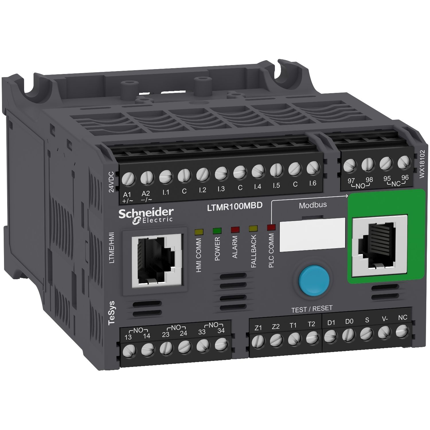 Picture of Motor Management, TeSys T, motor controller, Modbus, 6 logic inputs, 3 logic outputs, 5 to 100A, 24VDC