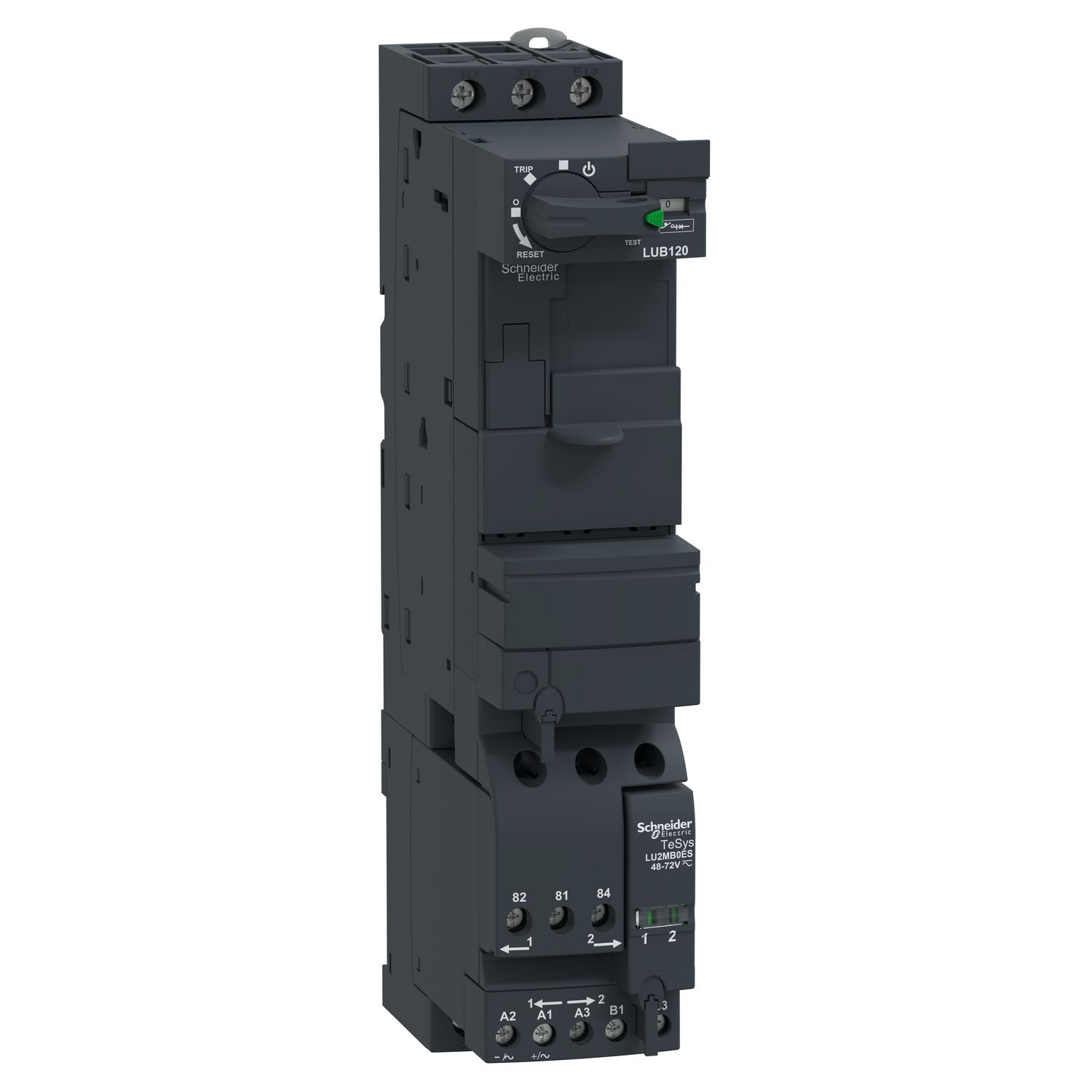Picture of Reversing power base, TeSys Ultra, 3P, 1NO + 1NC, 12A, 690VAC, 48 to 72VAC/DC coil