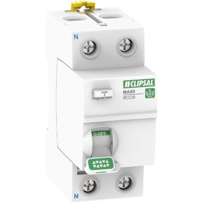 Picture of Residual Current Circuit Breaker (RCCB), MAX9, 2P, 63A, 30mA, A-SI Type
