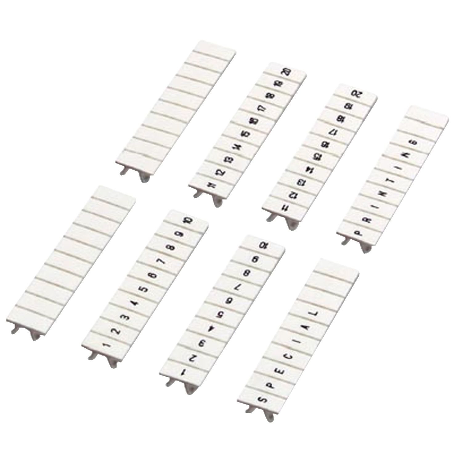 Picture of Marking strip, Linergy TR, clip in type, 5mm, printed characters 31 to 40, printed horizontal, white, Set of 10