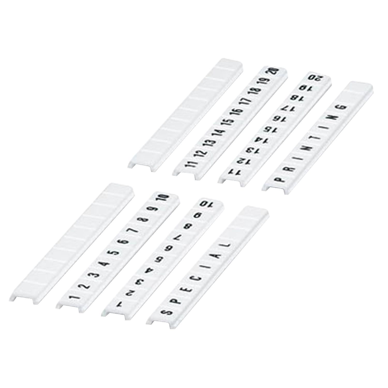 Picture of Marking strip, Linergy TR, clip in type, flat, 6mm, printed characters 21 to 30, printed horizontal, white, Set of 10