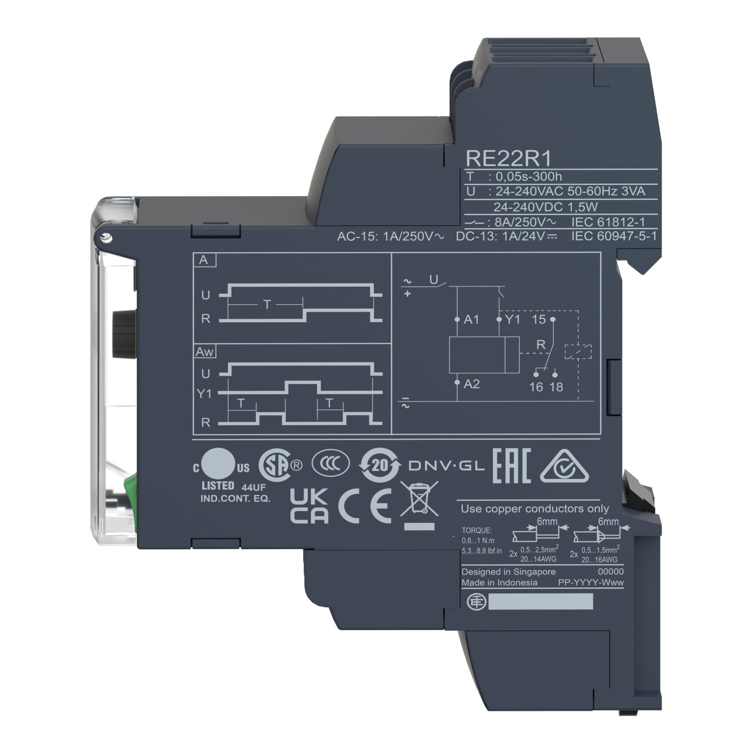 Picture of dual function relay, Harmony Timer Relays, A, 1 CO, 0.05sâ€¦300h, power on delay, 24...240V AC DC