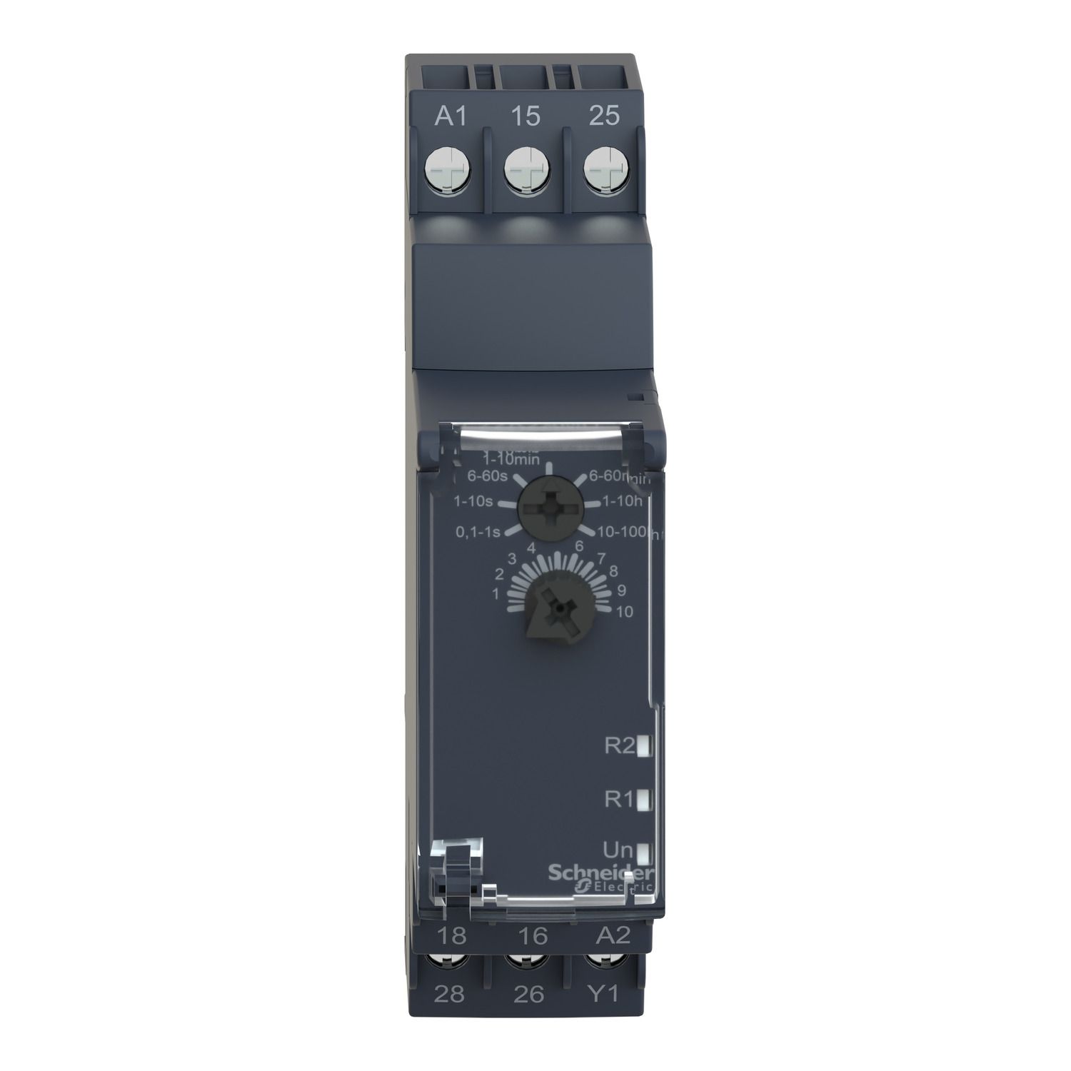 Picture of dual function relay, Harmony Timer Relays, 8A, 2CO, 0.1sâ€¦100h, power on delay, screw connectors, 24V DC  or 24...240V AC DC