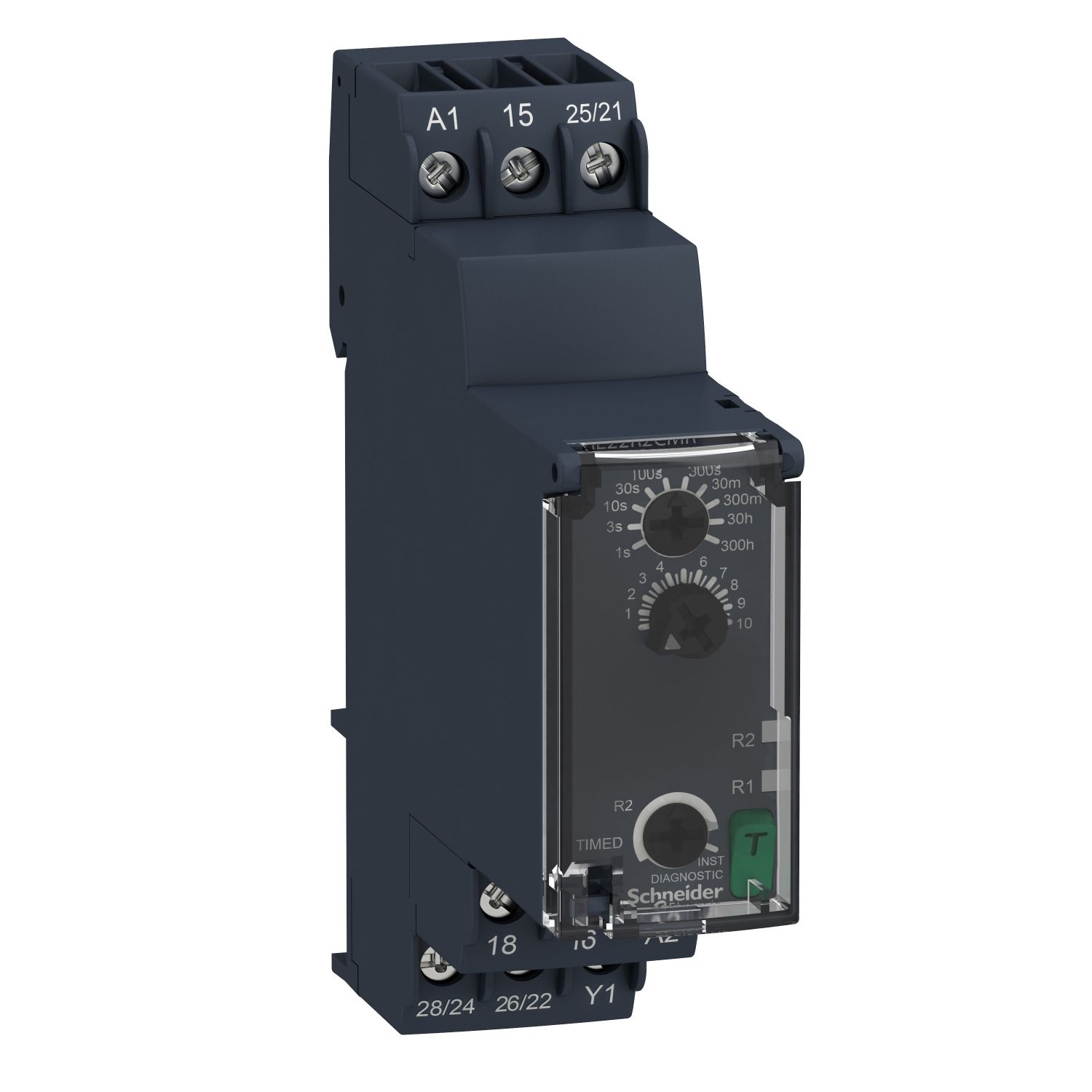Picture of single function relay, Harmony Timer Relays, 8A, 2CO, 0.05s...300h, off delay, 24...240V AC DC