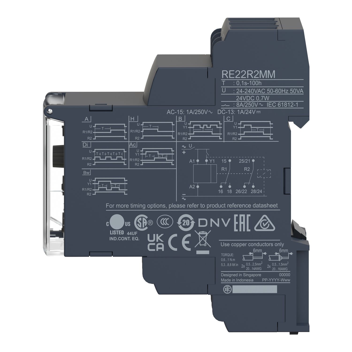 Picture of multifunction relay, Harmony Timer Relays, 8A, 2CO, 0.1sâ€¦100h, symmetrical flashing, 12..240V AC DC