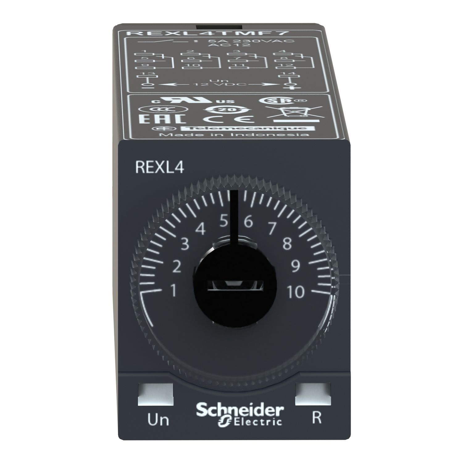 Picture of single function relay, Harmony Timer Relays, 5A, 4CO, 0.1s..100h, on delay, 120V AC