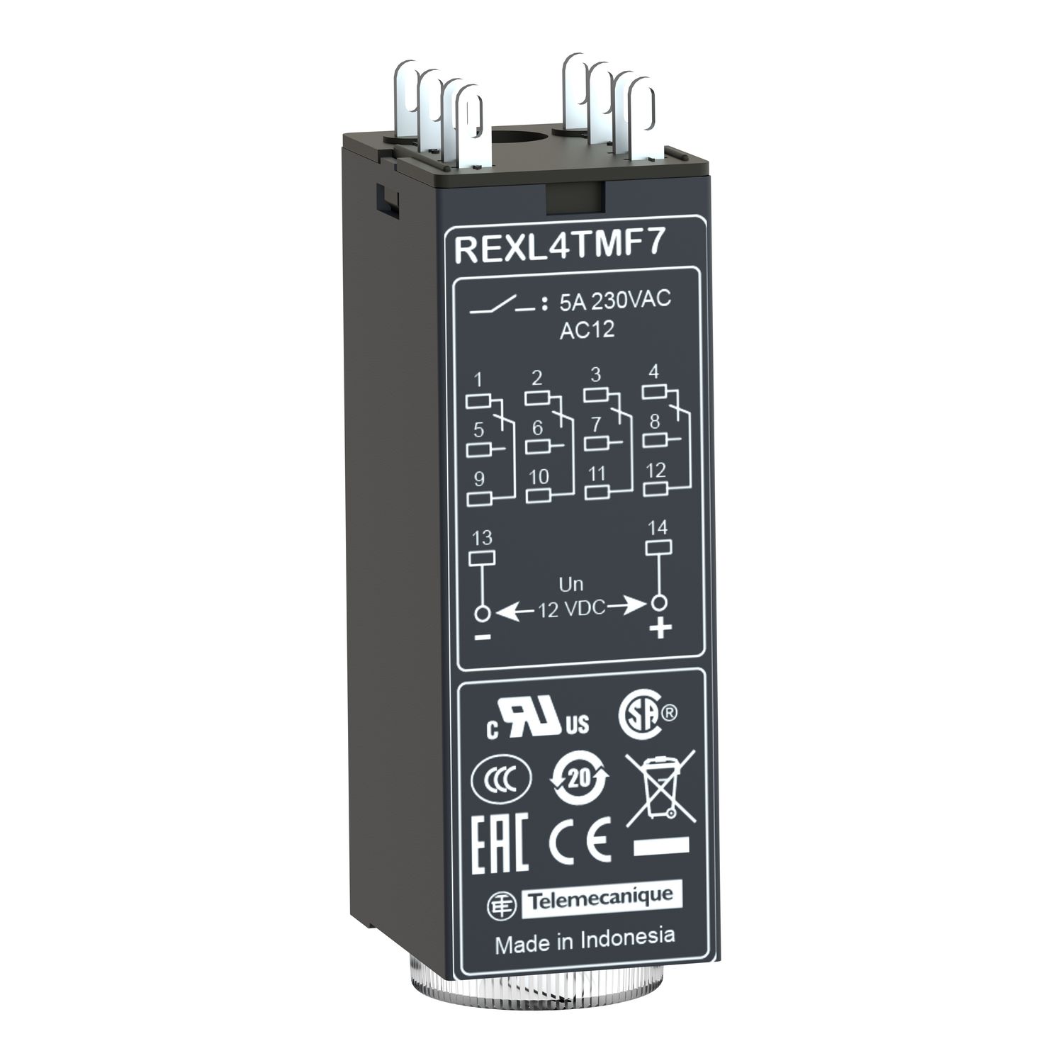 Picture of single function relay, Harmony Timer Relays, 5A, 4CO, 0.1s..100h, on delay, 120V AC