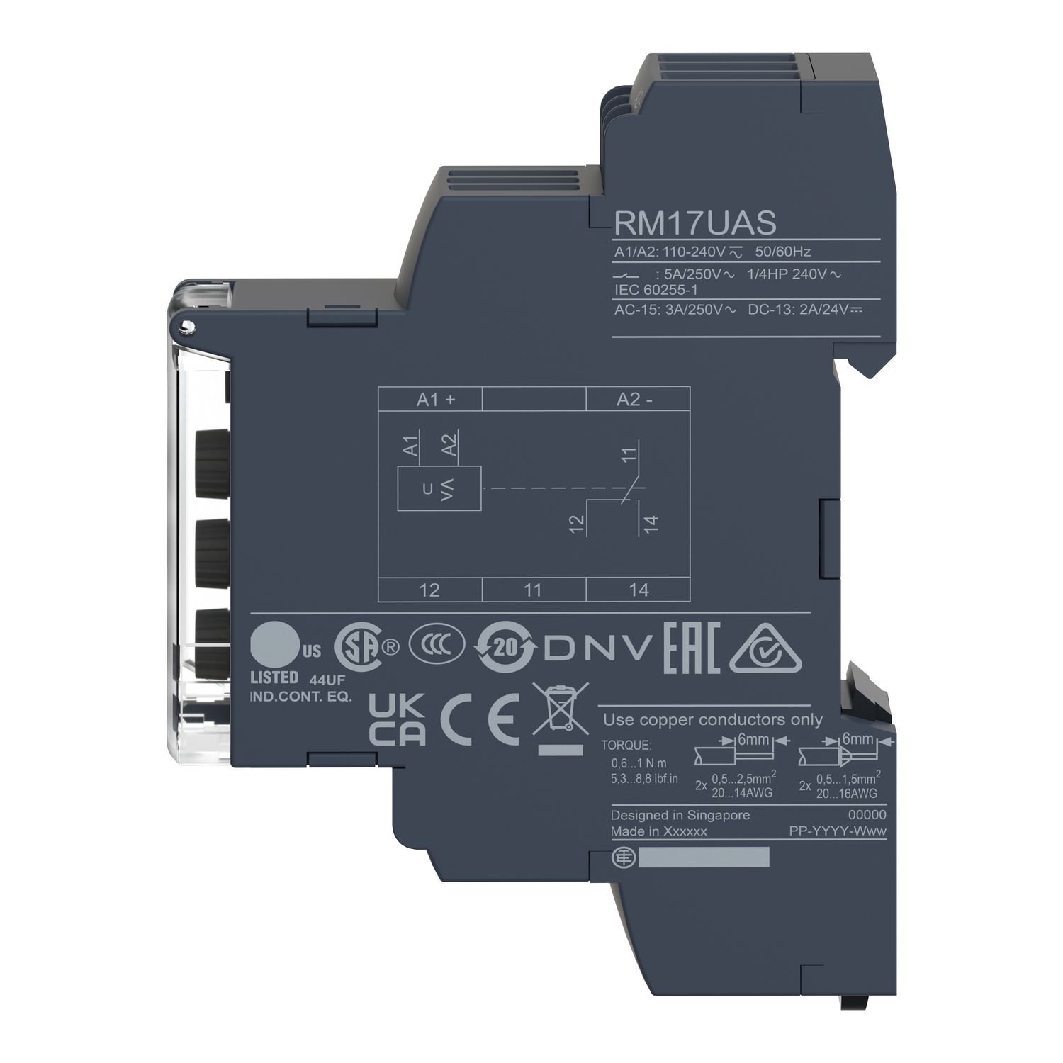 Picture of Modular 1 phase Voltage Control Relay, Harmony Control Relays, 5A, 1CO, 9…15V DC