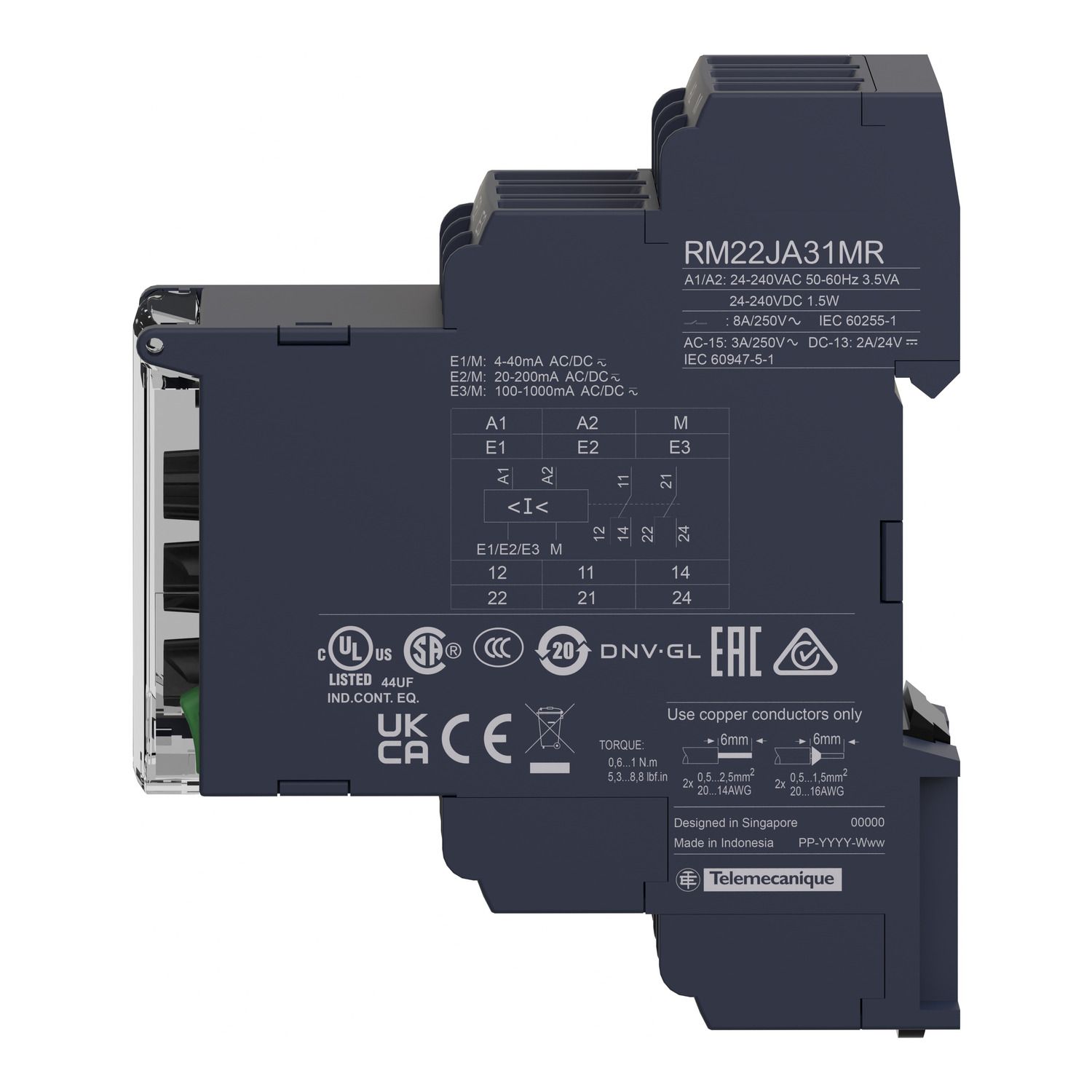 Picture of current control relay, Harmony Control Relays, 4mAâ€¦1 A, 2CO, 24â€¦240V AC DC