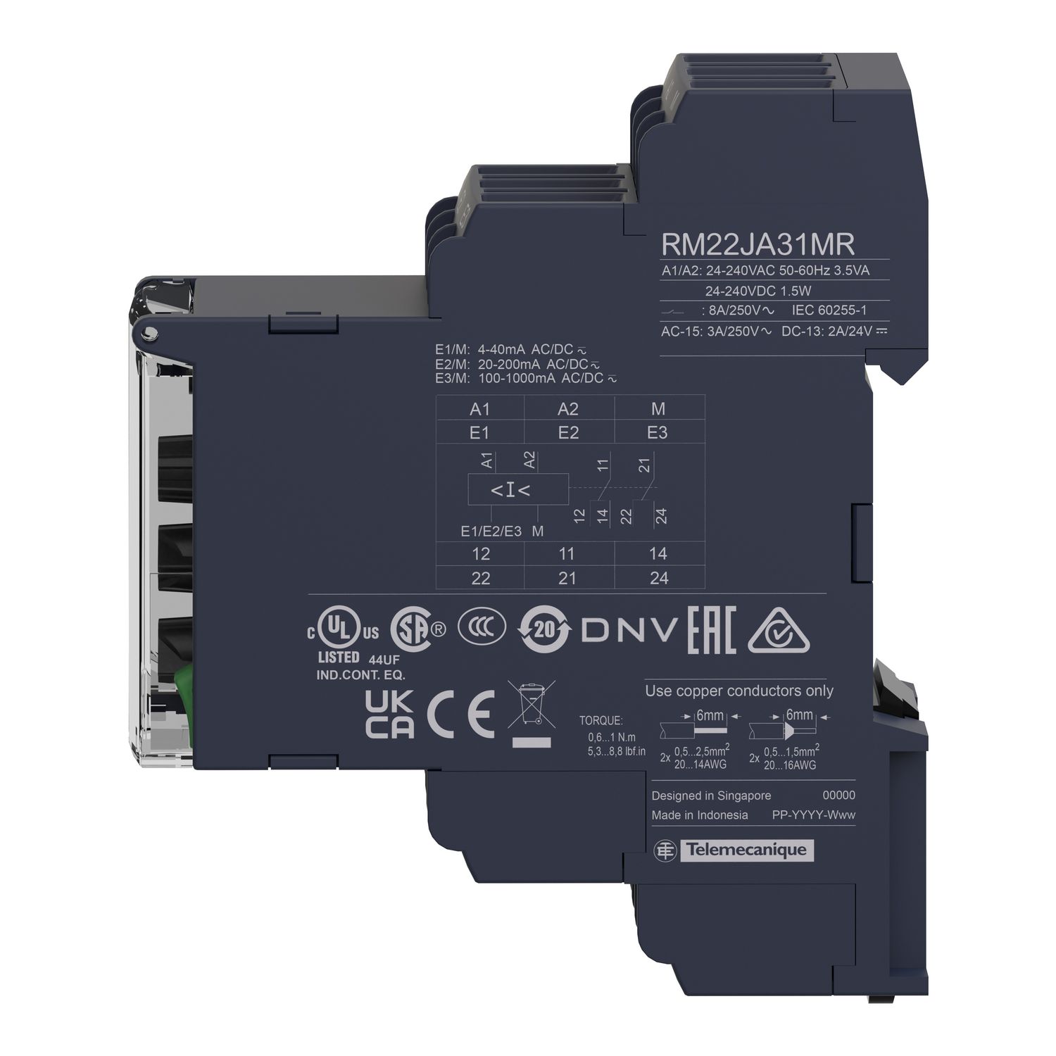 Picture of current control relay, Harmony Control Relays, 4mAâ€¦1 A, 2CO, 24â€¦240V AC DC