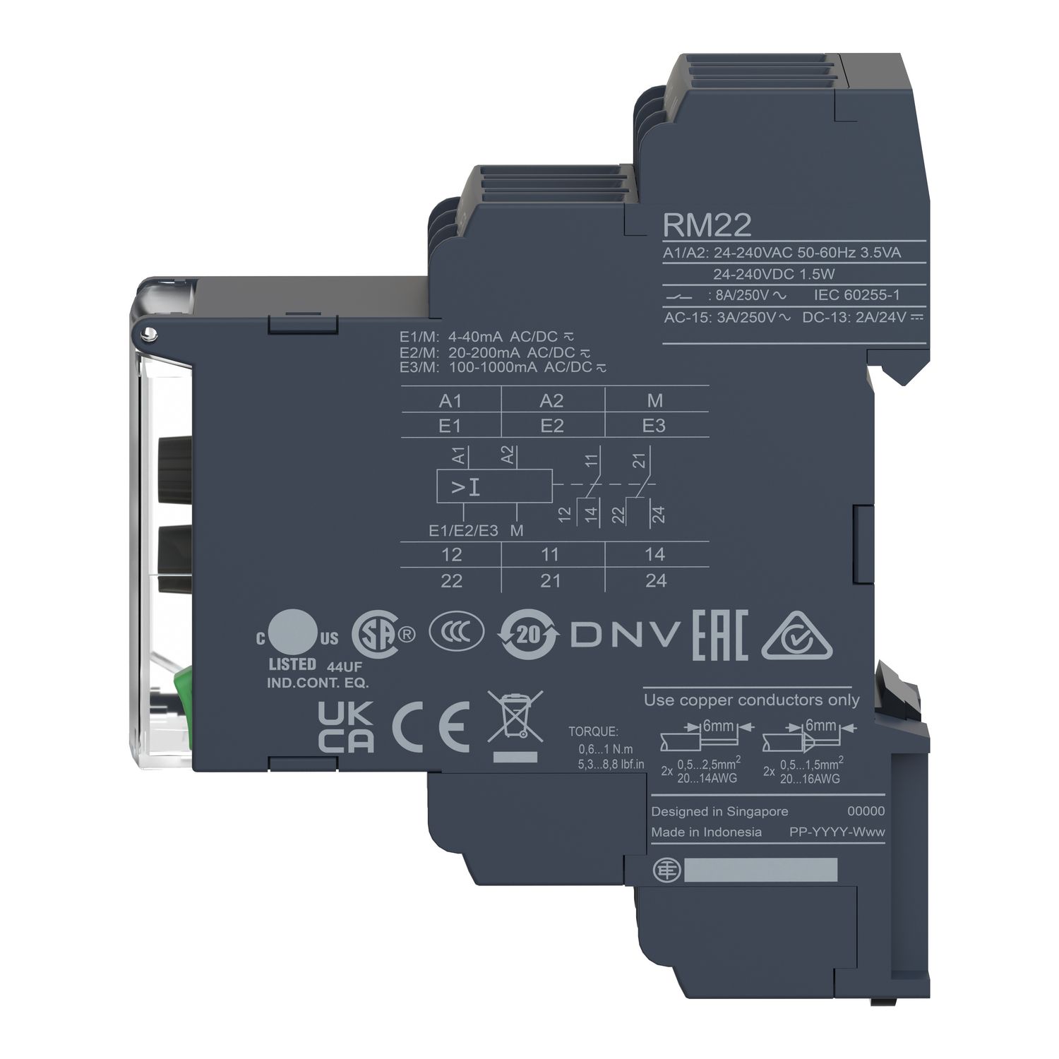 Picture of voltage control relay, Harmony Control Relays, 8A, 2CO, 1â€¦100V AC DC, 24â€¦240V AC DC