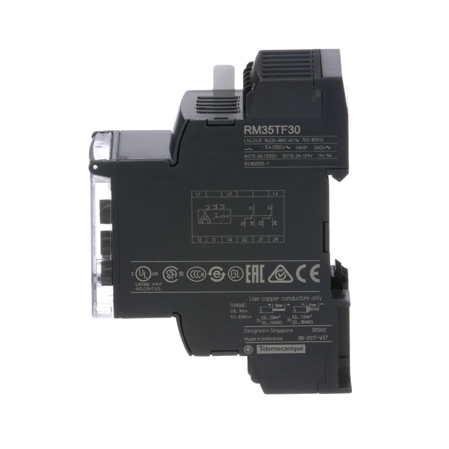 Picture of Modular multifunction 3 phase supply Control Relay, Harmony Control Relays, 5A, 2CO, 220...480V AC