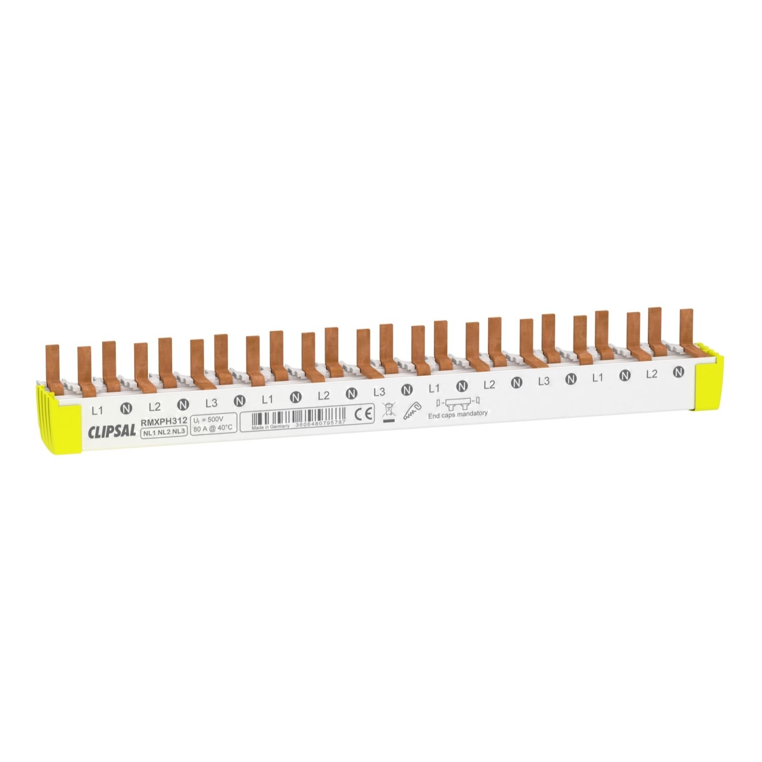Picture of SLIM comb busbar, Clipsal Resi MAX, 3P+N 12 modules80 A