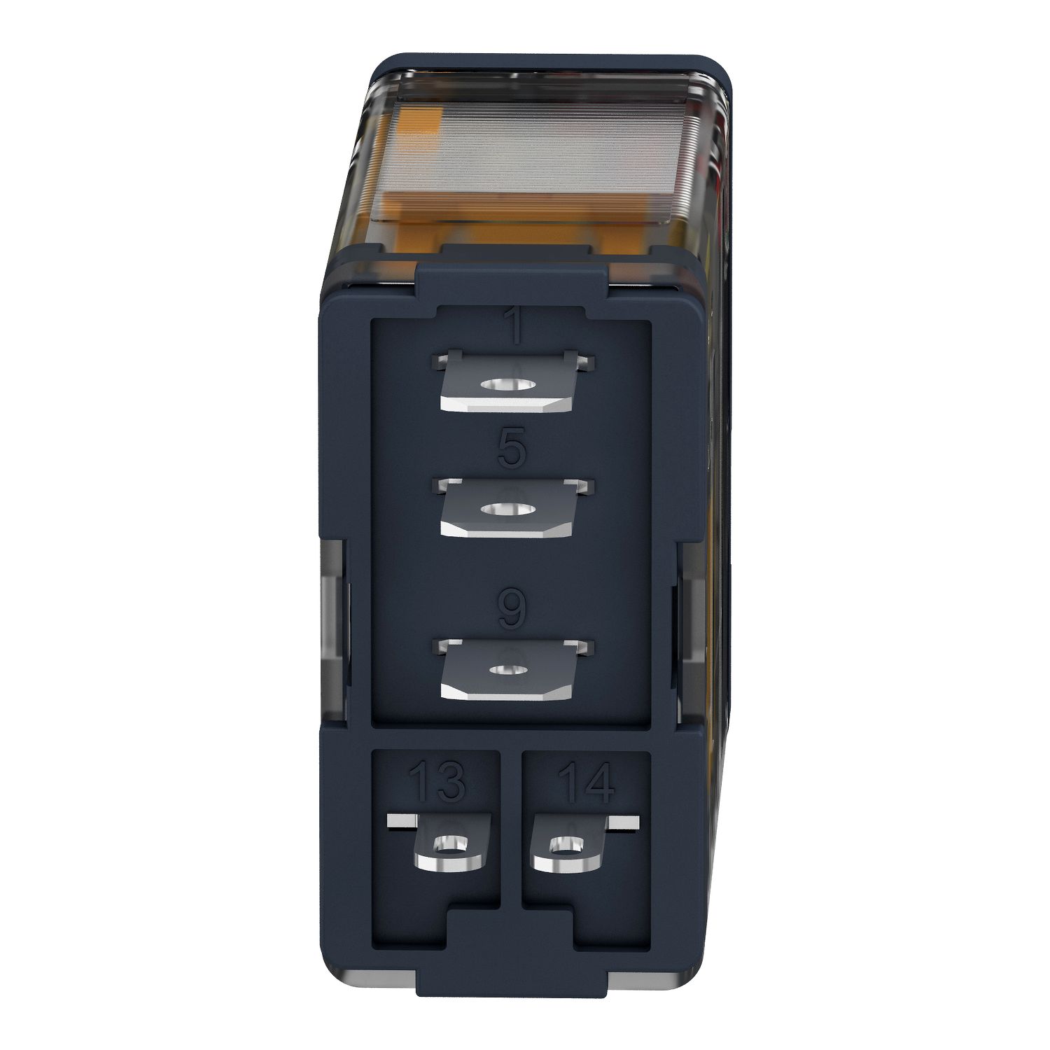 Picture of plug-in relay, Harmony electromechanical relays, 15A, 1CO, with LED, lockable test button, 24V DC