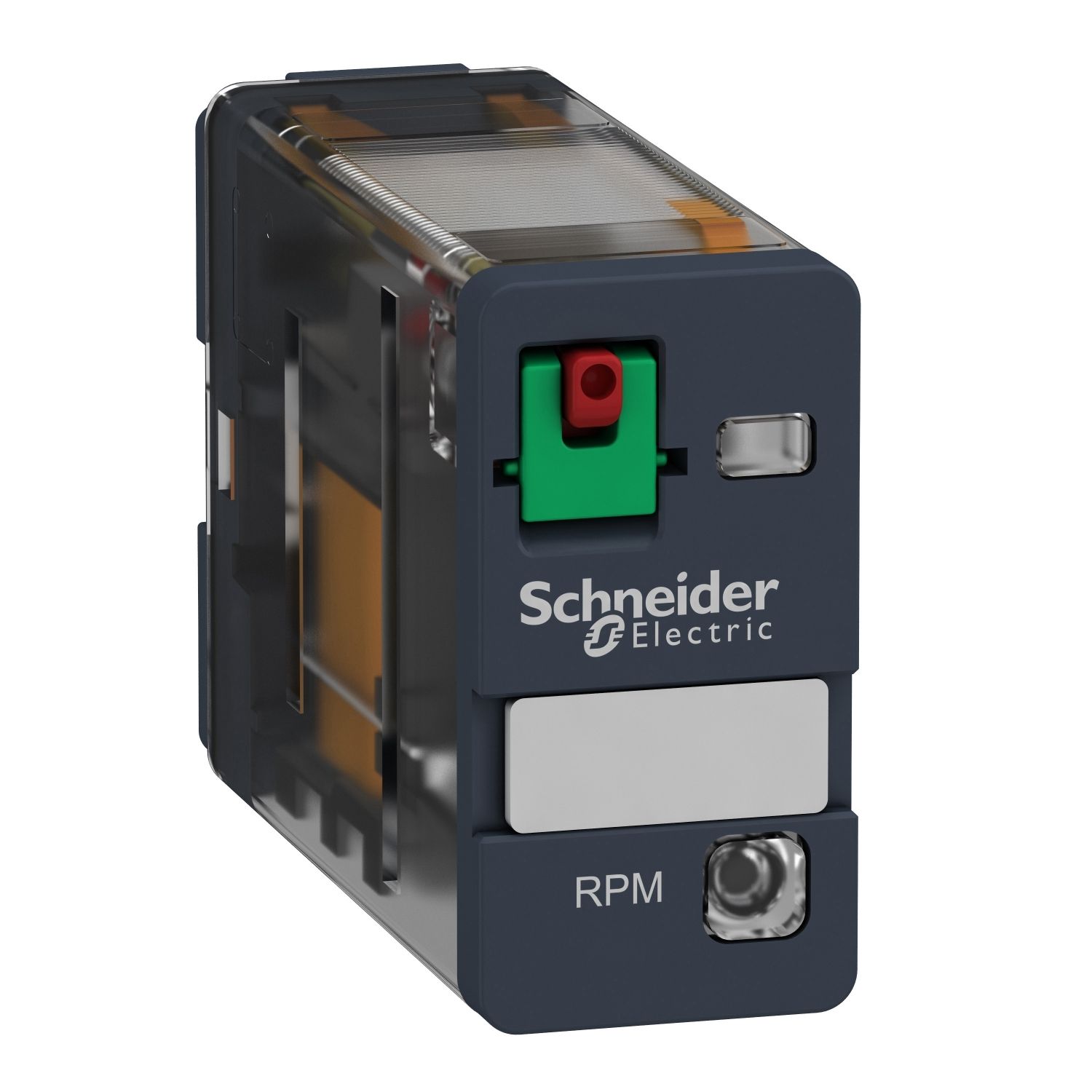 Picture of plug-in relay, Harmony electromechanical relays, 15A, 1CO, with LED, lockable test button, 120V AC
