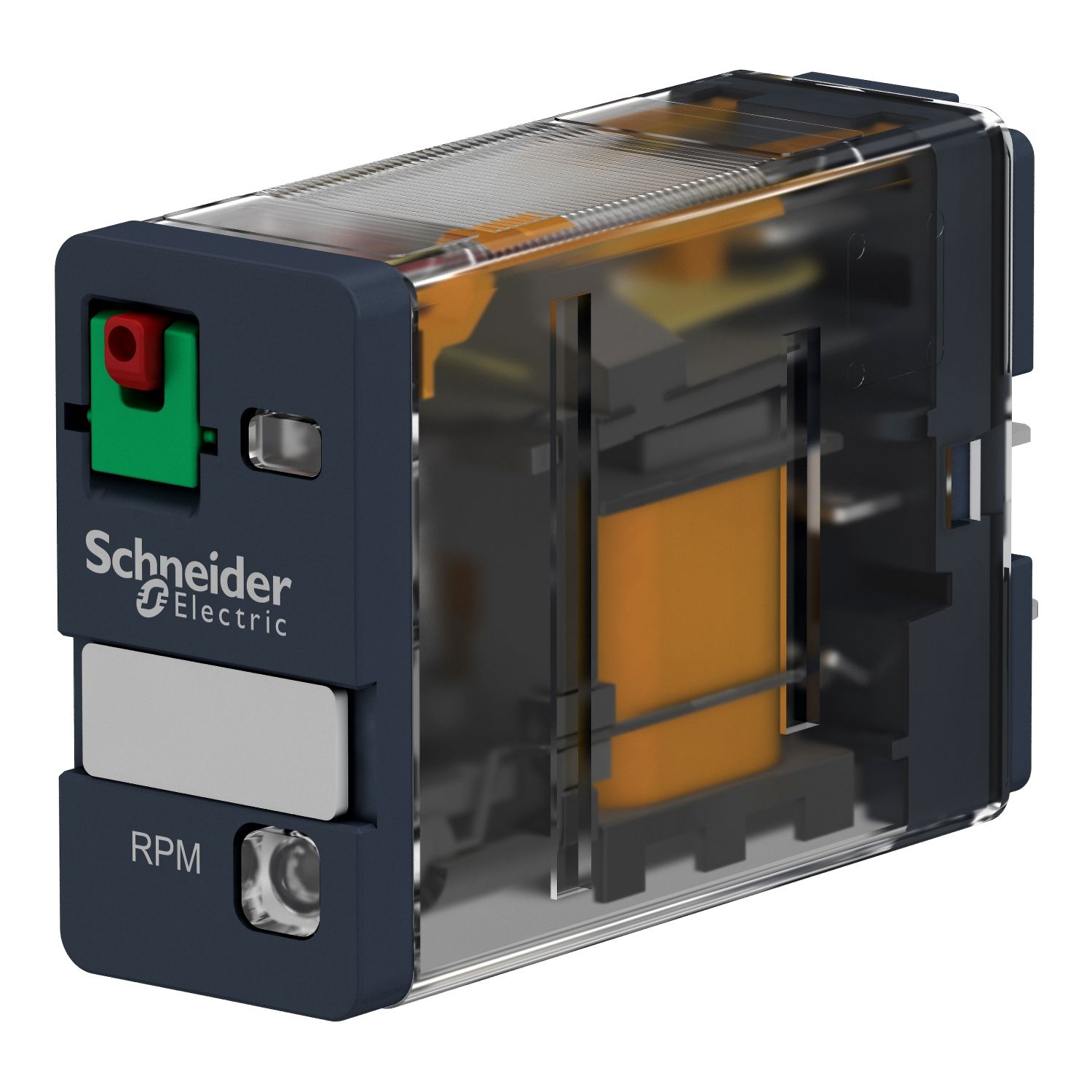 Picture of plug-in relay, Harmony electromechanical relays, 15A, 1CO, with LED, lockable test button, 12V DC