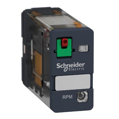 Picture of plug-in relay, Harmony electromechanical relays, 15A, 1CO, with LED, lockable test button, 230V AC