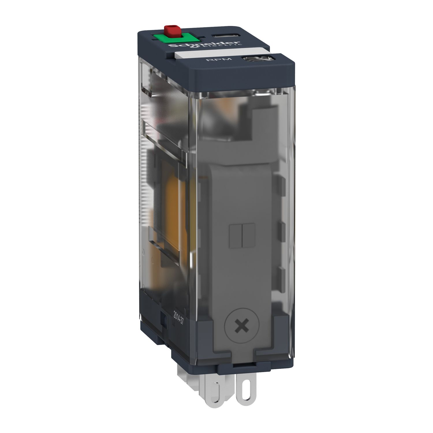 Picture of plug-in relay, Harmony electromechanical relays, 15A, 1CO, with LED, lockable test button, 230V AC