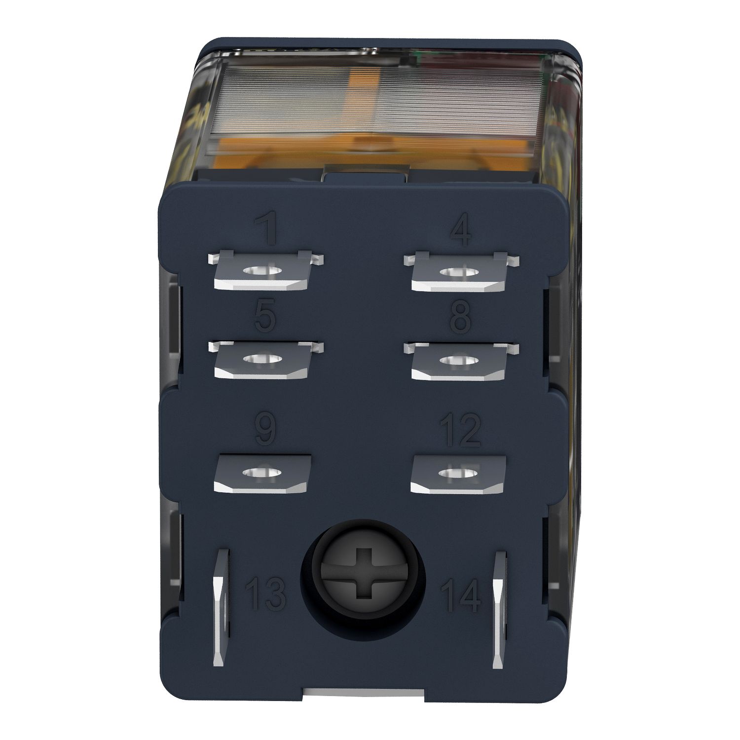 Picture of plug-in relay, Harmony electromechanical relays, 15A, 2CO, lockable test button, 24V AC