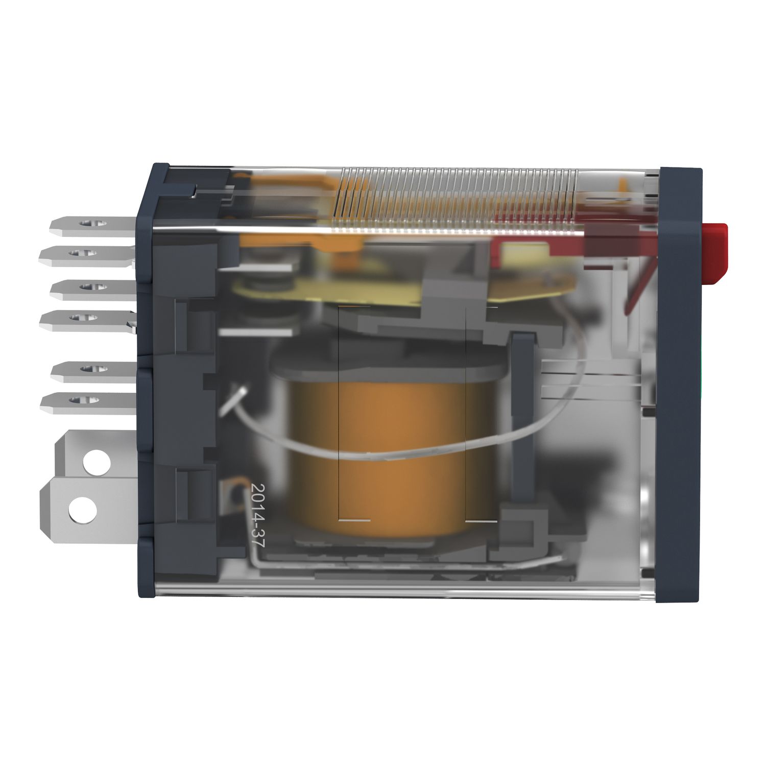 Picture of plug-in relay, Harmony electromechanical relays, 15A, 2CO, with LED, lockable test button, 24V AC