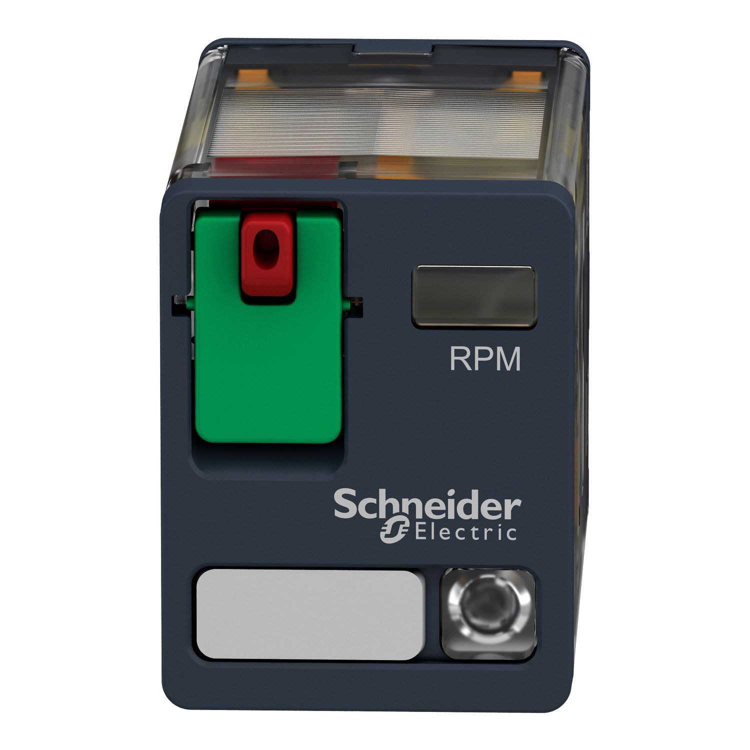 Picture of plug-in relay, Harmony electromechanical relays, 15A, 2CO, with LED, lockable test button, 230V AC