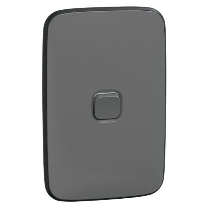 Picture of Switch, Iconic, Assembled, vertical, 1_2way, 1 gang, 10AX, 230/240V, ash grey