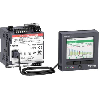 Picture of Power quality meter, PowerLogic PM8000, transducer and remote display, 512 MB, 512 s/c