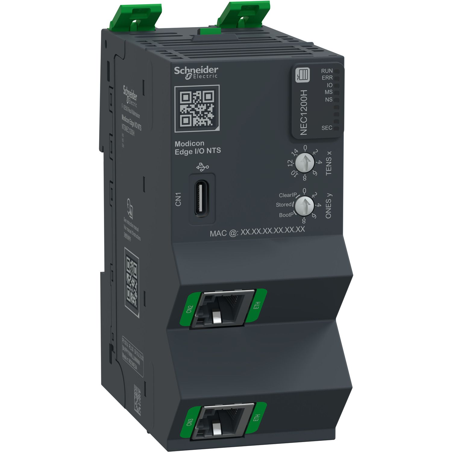 Picture of Network Interface Module + Base + Termination, EtherNet/IP, Modbus TCP, 100Mbps, 2 RJ45, Hardened, Modicon Edge I/O NTS
