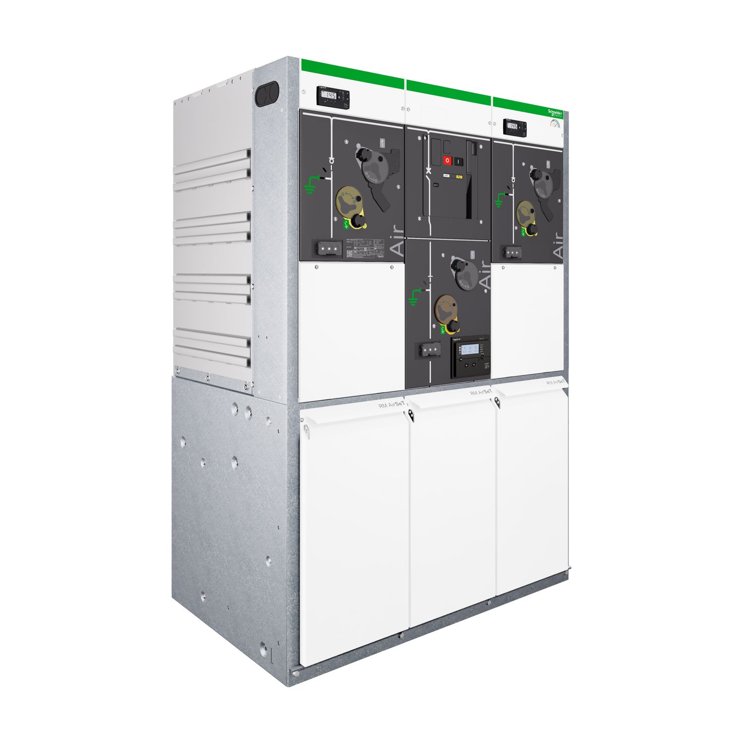 Picture of Ring Main Unit, RM AirSeT, 24kV, non-extensible, 3 functions, IBI, 24kV, 50Hz, 630A, 20kA 1s, height 1.6m