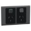 Picture of Switched Socket, Iconic, 2 switch & 2 socket, horizontal, 10A, 230/240V, silver shadow