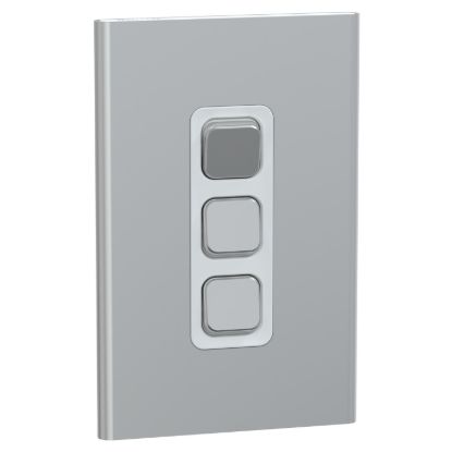 Picture of Switch, Iconic, Assembled, vertical, 1_2way, 3 gangs, 10AX, 230/240V, silver