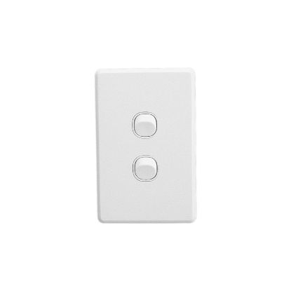 Picture of Switch, C2000, vertical, 2-gang, 10A, 230/240VAC, white electric, 15 pieces