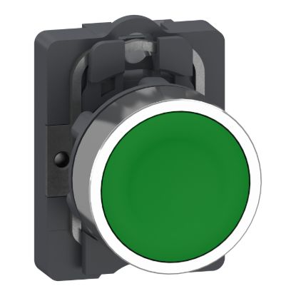 Picture of Complete push button, Easy Harmony XA2, plastic head, 22mm, green, 1NO, spring return, unmarked
