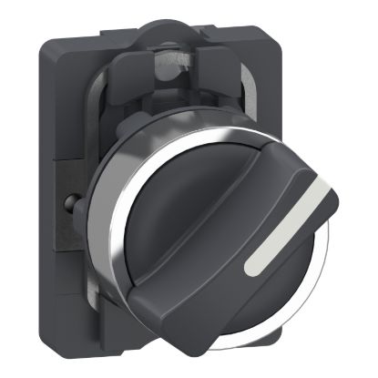 Picture of Complete selector switch, Easy Harmony XA2, plastic short handle, 22mm, 2-position, 1NO, stay put, black