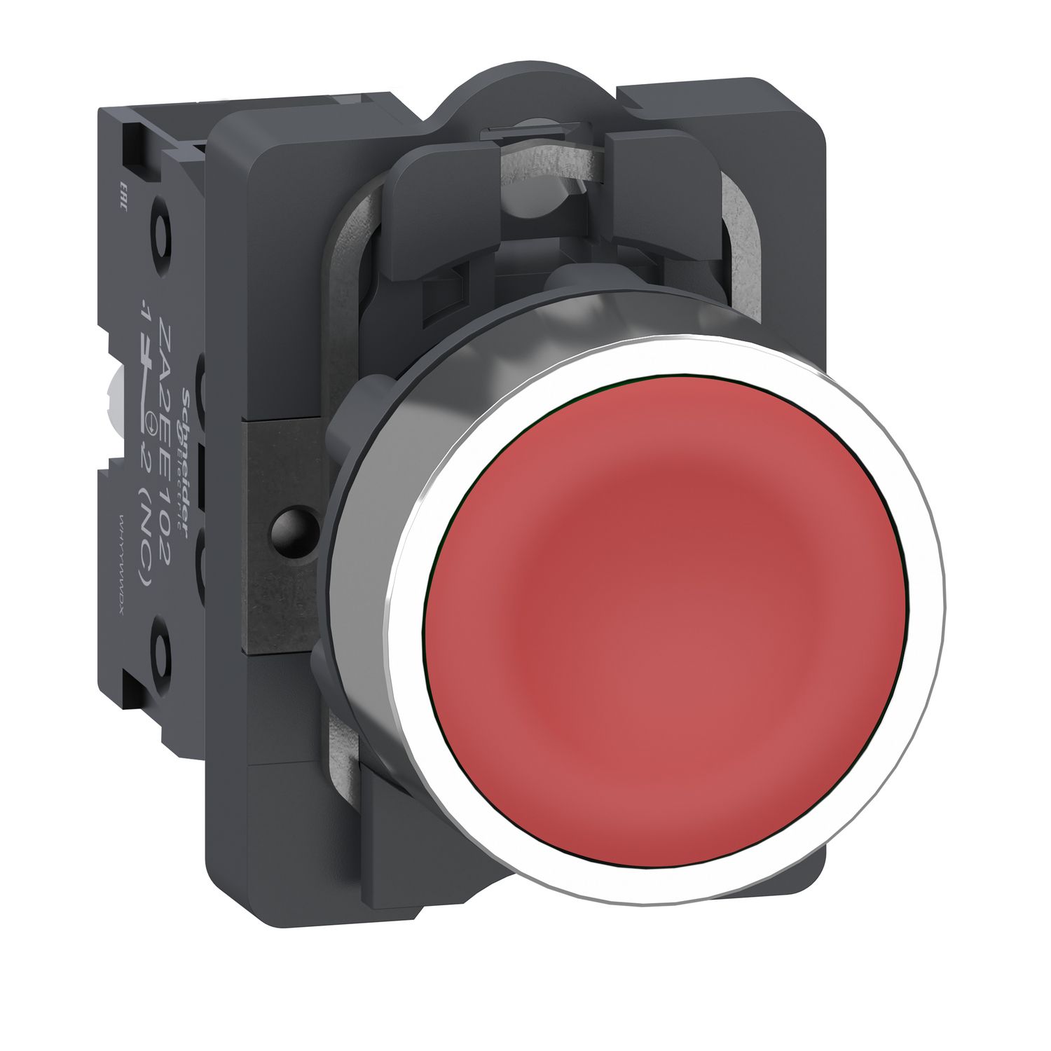 Picture of Complete push button, Easy Harmony XA2, plastic head, 22mm, red, 1NC, self-lock, unmarked