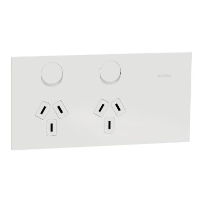 Picture of Double Switch Power Point, Clipsal Solis T Series, Horizontal Mount, 230V-240V, 10A
