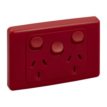 Picture of Twin Switch Socket Outlet, 2000 Series, 250V, 10A, Removable Extra Switch