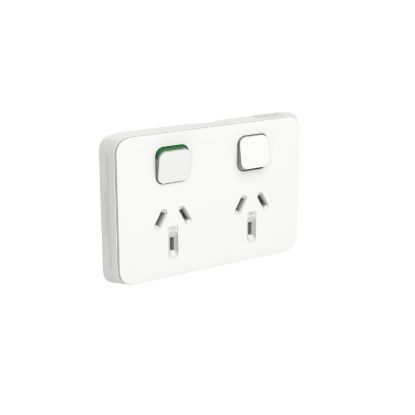 Picture of Double Switch Power Point, Clipsal Iconic, Horizontal Mount, 250V, 10A