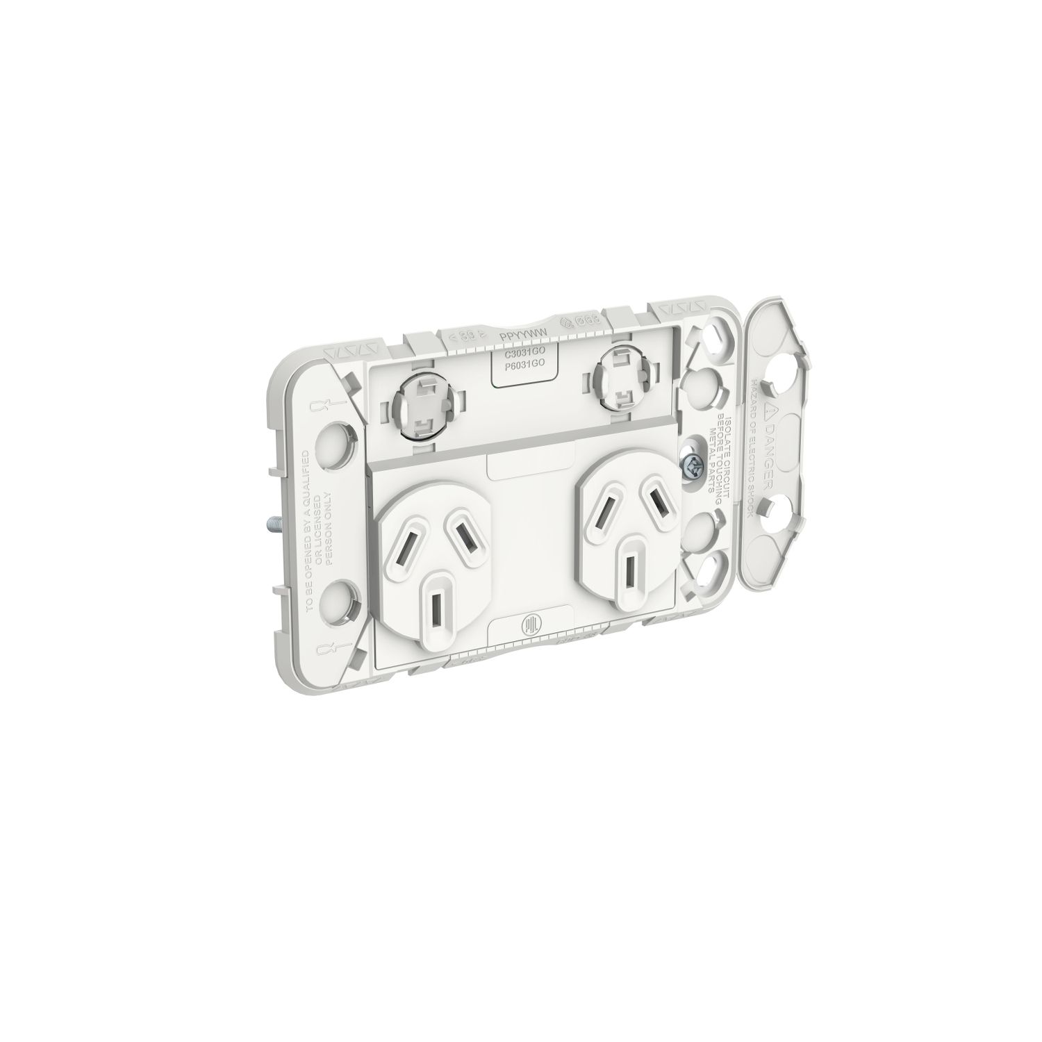 Picture of Double Power Point Grid, Clipsal Iconic, Horizontal Mount, 250V, 10A