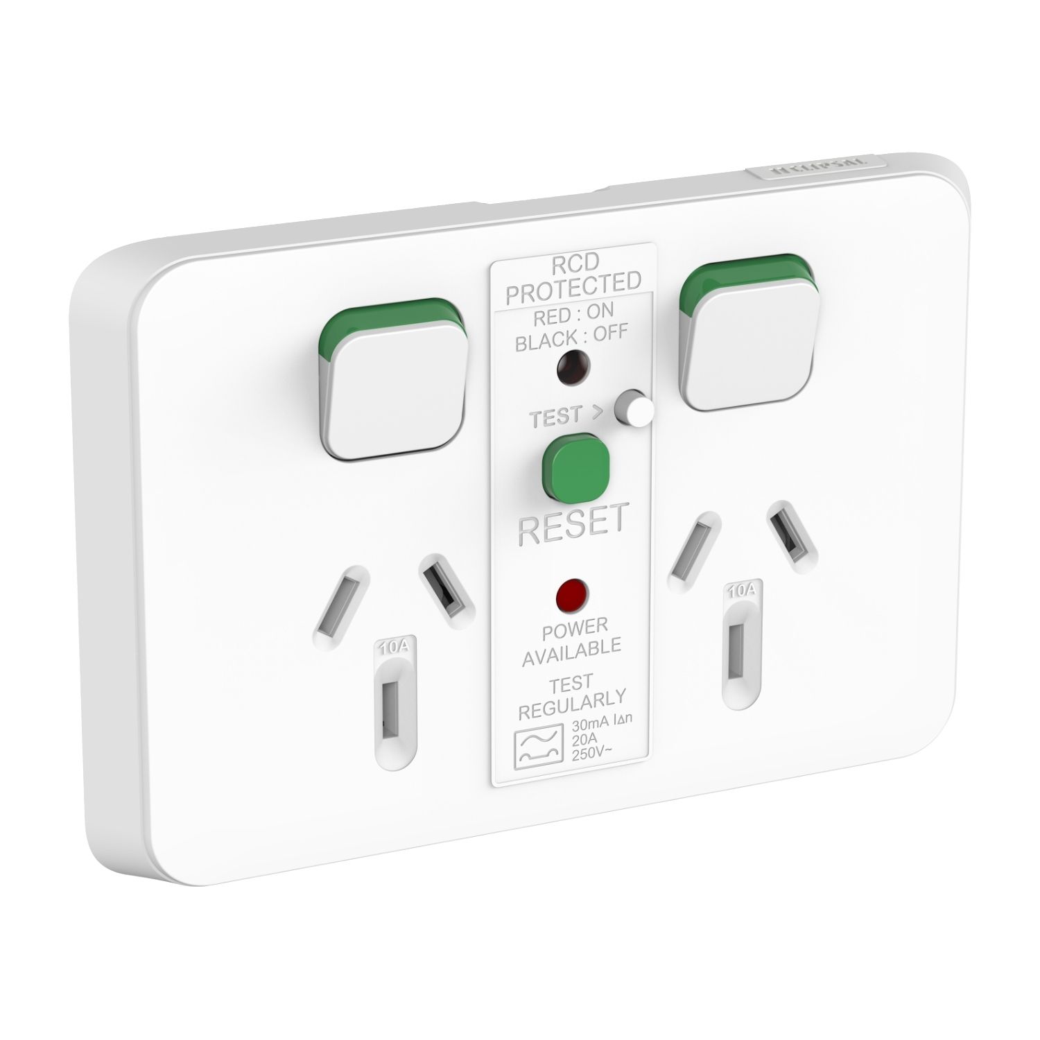 Picture of Double Power Point Skin, Clipsal Iconic, RCD Protected, Clip-On