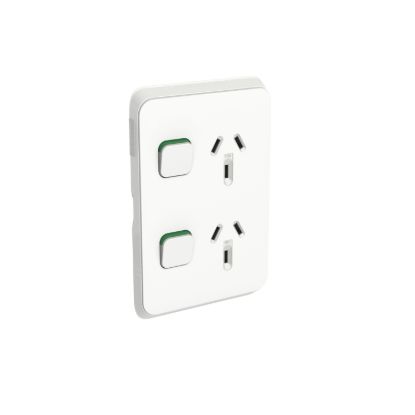 Picture of Twin Switch Power Point, Clipsal Iconic, Vertical Mount, 250V, 10A