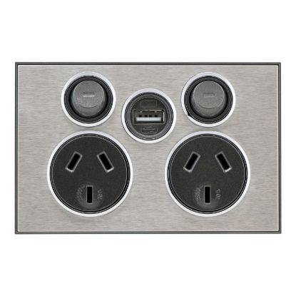 Picture of Socket SWT TWIN Saturn c_w USB Chgr HS