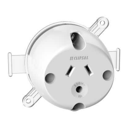 Picture of Single Socket Outlet, Standard Series, 250VAC, 10A, 3 PIN, Round Earth Pin