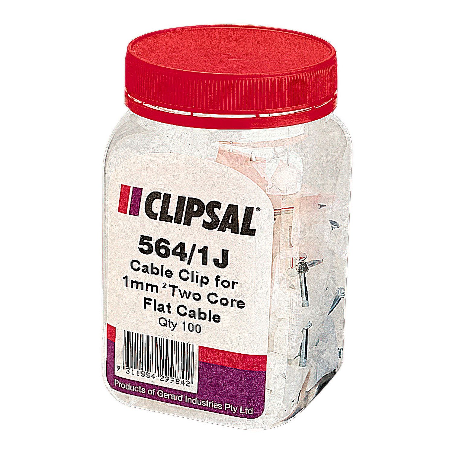Picture of Cable Clip, Clipsal - General Accessories, to Suit 2.5mm² and 4mm², Flat Cable, Jar of 100