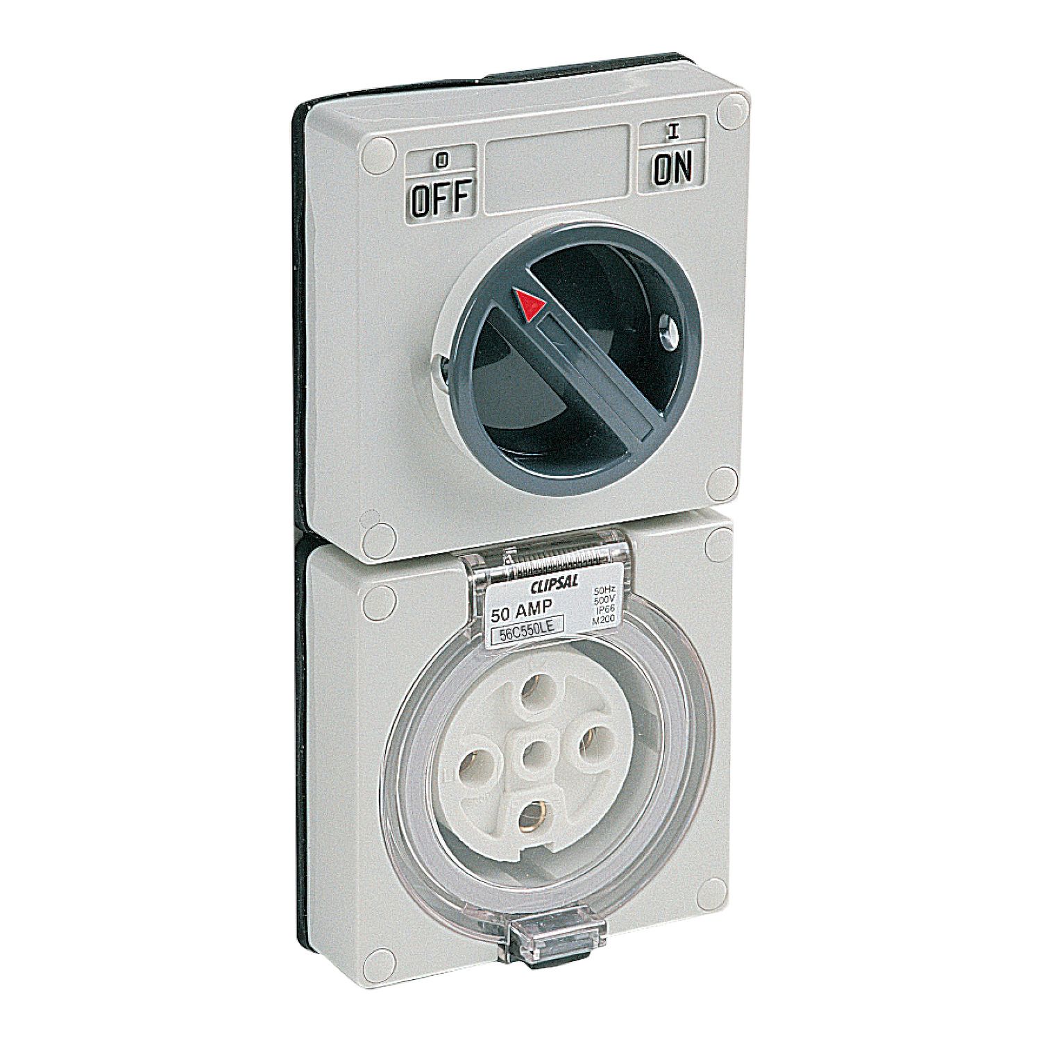 Picture of Switched Socket, Clipsal - 56 Series, Surface IP66 5 PIN 50A Less Enclosure
