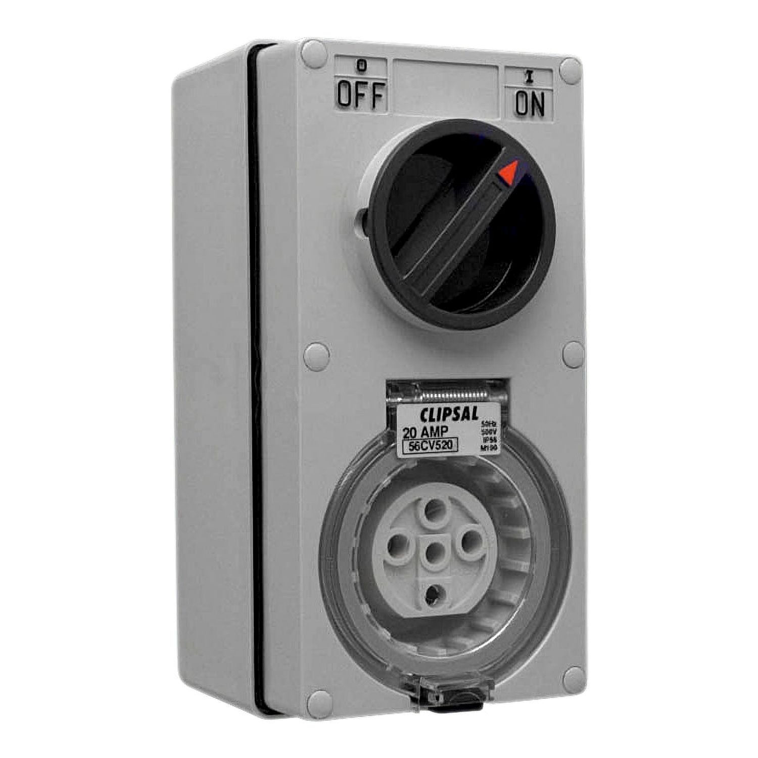 Picture of Switched Socket, Clipsal - 56 Series, Vertical Interlocked, 5 PIN 20A