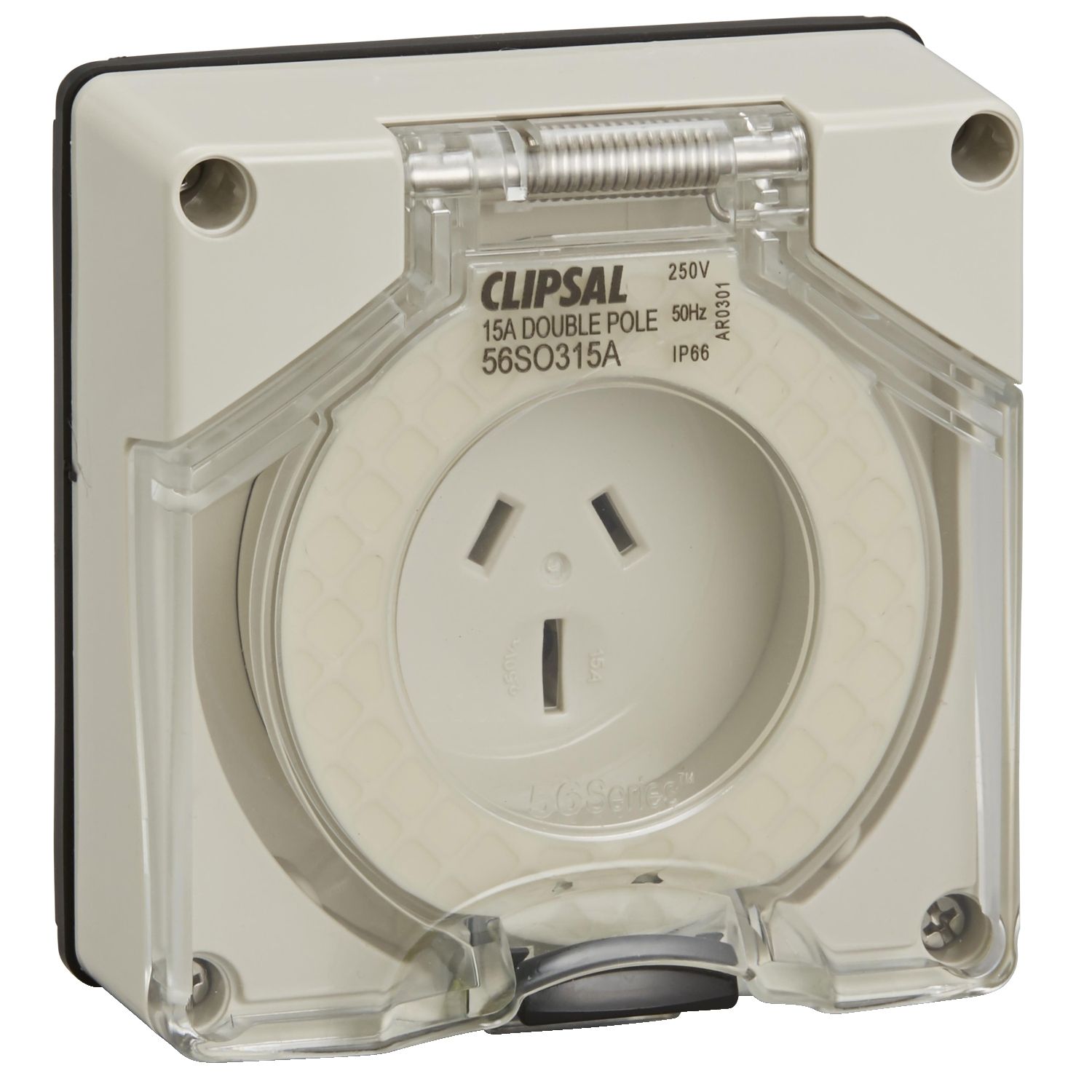 Picture of Socket Outlet, Clipsal - 56 Series, Surface 3 PIN 15A Less Enclosure