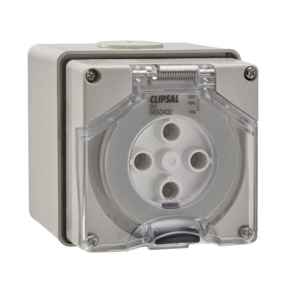 Picture of Surface Socket, Clipsal - 56 Series, IP66, 500V 32A - 4 Round Pins