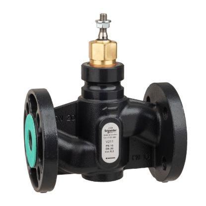 Picture of Venta V211 Globe Valve, 2-Way, PN16, Flanged, DN20, 6.3 kvs, Nodular Iron Body and Seat, Brass Plug, Stem Up Closed.