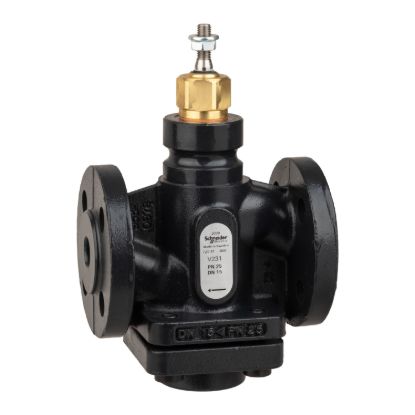 Picture of Venta V231 Globe Valve, 2-Way, PN25, Flanged, DN15, Kvs 1.0, Nodular Iron, Stainless Plug and Seat, Stem Up Closed.